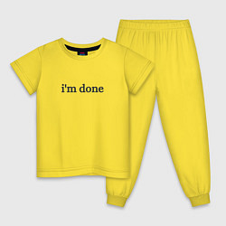 Пижама хлопковая детская Im done, цвет: желтый