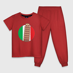 Пижама хлопковая детская Пизанская башня, цвет: красный