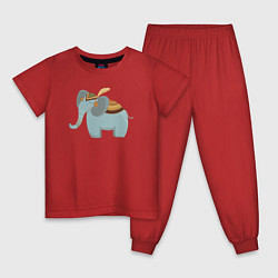 Пижама хлопковая детская Cute elephant, цвет: красный