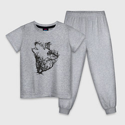 Пижама хлопковая детская Свободный волк, цвет: меланж
