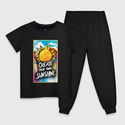 Пижама хлопковая детская Create your own sunshine, цвет: черный
