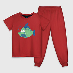 Пижама хлопковая детская Рыбка удильщик, цвет: красный