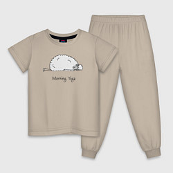 Пижама хлопковая детская Йога овечки, цвет: миндальный