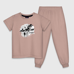 Пижама хлопковая детская Велоглюк, цвет: пыльно-розовый