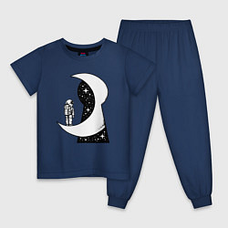 Пижама хлопковая детская Космос в замочной скважине, цвет: тёмно-синий