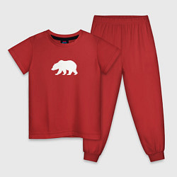 Пижама хлопковая детская Силуэт таёжного медведя, цвет: красный