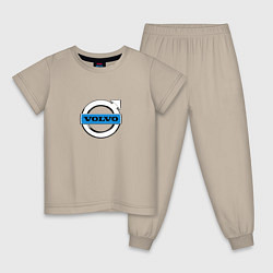 Пижама хлопковая детская Volvo logo, цвет: миндальный