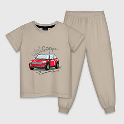 Пижама хлопковая детская Mini Cooper, цвет: миндальный