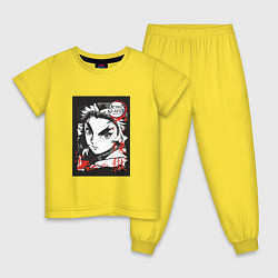 Пижама хлопковая детская Клинок рассекающий демонов Ренгоку demon slayer, цвет: желтый