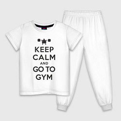 Пижама хлопковая детская Go to gym, цвет: белый