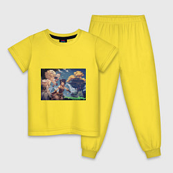 Пижама хлопковая детская Геншин, цвет: желтый