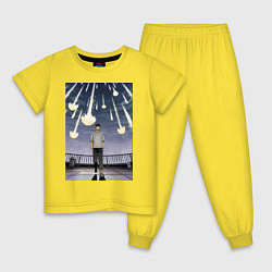 Пижама хлопковая детская Кайдзю номер восемь Кафка Хибино звездопад, цвет: желтый