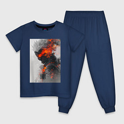 Пижама хлопковая детская Киберпанк самурай, цвет: тёмно-синий