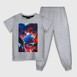 Пижама хлопковая детская Магическая битва Сатору Годзё Сукуна Рёмэн, цвет: меланж