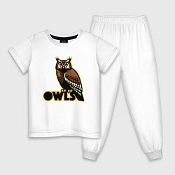 Пижама хлопковая детская Owls, цвет: белый
