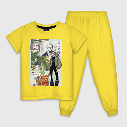 Пижама хлопковая детская Ван-Пис Зоро Ророноа коллаж сильнейший мечник, цвет: желтый