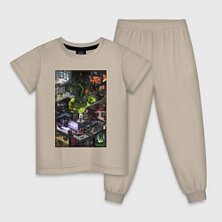 Пижама хлопковая детская Half life 1 - levels and bosses, цвет: миндальный