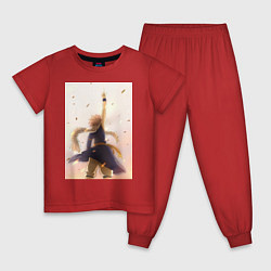 Пижама хлопковая детская Хвост Феи Нацу Драгнил, цвет: красный