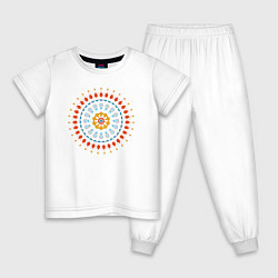 Пижама хлопковая детская Цветочно-кружевная мандала, цвет: белый