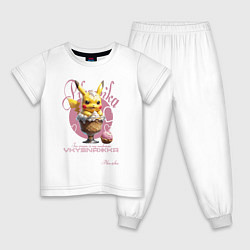 Пижама хлопковая детская Покемон Пикачу в морожене, цвет: белый