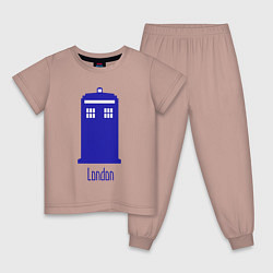 Пижама хлопковая детская Tardis - London, цвет: пыльно-розовый