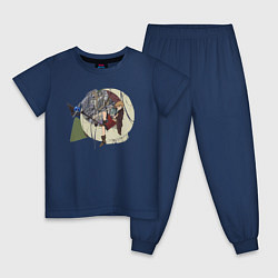 Пижама хлопковая детская Реинкарнация безработного Рудеус Грейрат месяц, цвет: тёмно-синий