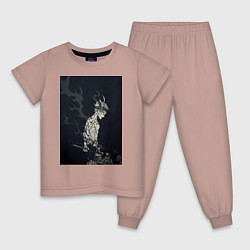 Пижама хлопковая детская Чёрный клевер Аста антимаг, цвет: пыльно-розовый