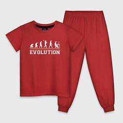 Пижама хлопковая детская Эволюция айтишника, цвет: красный
