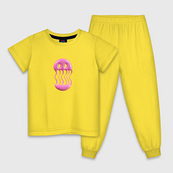 Пижама хлопковая детская Тающий розовый смайл, цвет: желтый