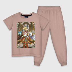 Пижама хлопковая детская Хвост Феи Нацу Драгнил король арт, цвет: пыльно-розовый