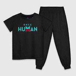 Пижама хлопковая детская Once human logo, цвет: черный