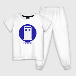 Пижама хлопковая детская Tardis police, цвет: белый