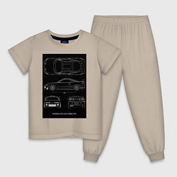 Пижама хлопковая детская Mitsubishi Eclipse, цвет: миндальный