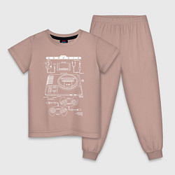 Пижама хлопковая детская Sega genesis manual, цвет: пыльно-розовый