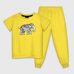 Пижама хлопковая детская Тигриный слон, цвет: желтый