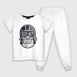 Пижама хлопковая детская Пёс авиатор, цвет: белый