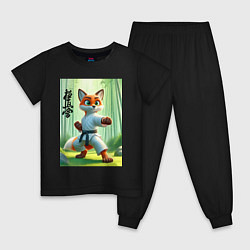 Пижама хлопковая детская Kyokushin karate - fox, цвет: черный
