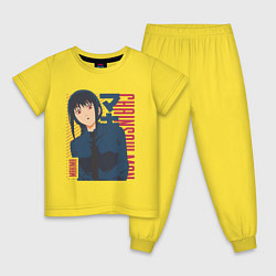 Пижама хлопковая детская Человек-бензопила Макима Makima, цвет: желтый
