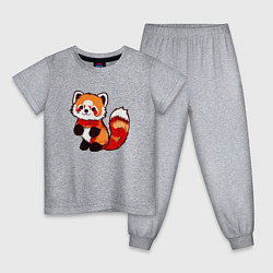 Пижама хлопковая детская Красная панда в полный рост, цвет: меланж