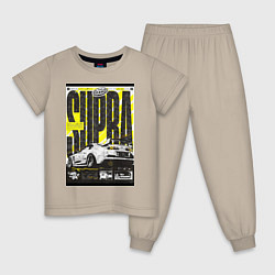 Пижама хлопковая детская Toyota Supra авто, цвет: миндальный