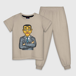 Пижама хлопковая детская Человек кукла, цвет: миндальный