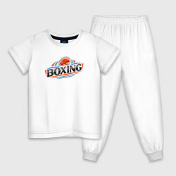 Пижама хлопковая детская Boxing team, цвет: белый