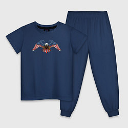 Пижама хлопковая детская Американский орёл, цвет: тёмно-синий