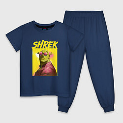 Пижама хлопковая детская Shrek гигачад, цвет: тёмно-синий