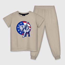 Пижама хлопковая детская USA elephant, цвет: миндальный
