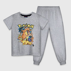 Пижама хлопковая детская Покемоны все Pokemons, цвет: меланж