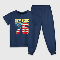 Пижама хлопковая детская New York 76, цвет: тёмно-синий