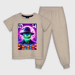 Пижама хлопковая детская Minecraft and halloween collaboration - neon glow, цвет: миндальный