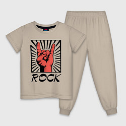 Пижама хлопковая детская Rock - жест коза, цвет: миндальный