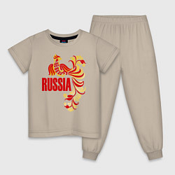 Пижама хлопковая детская Russia, цвет: миндальный